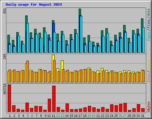 Daily usage for August 2023